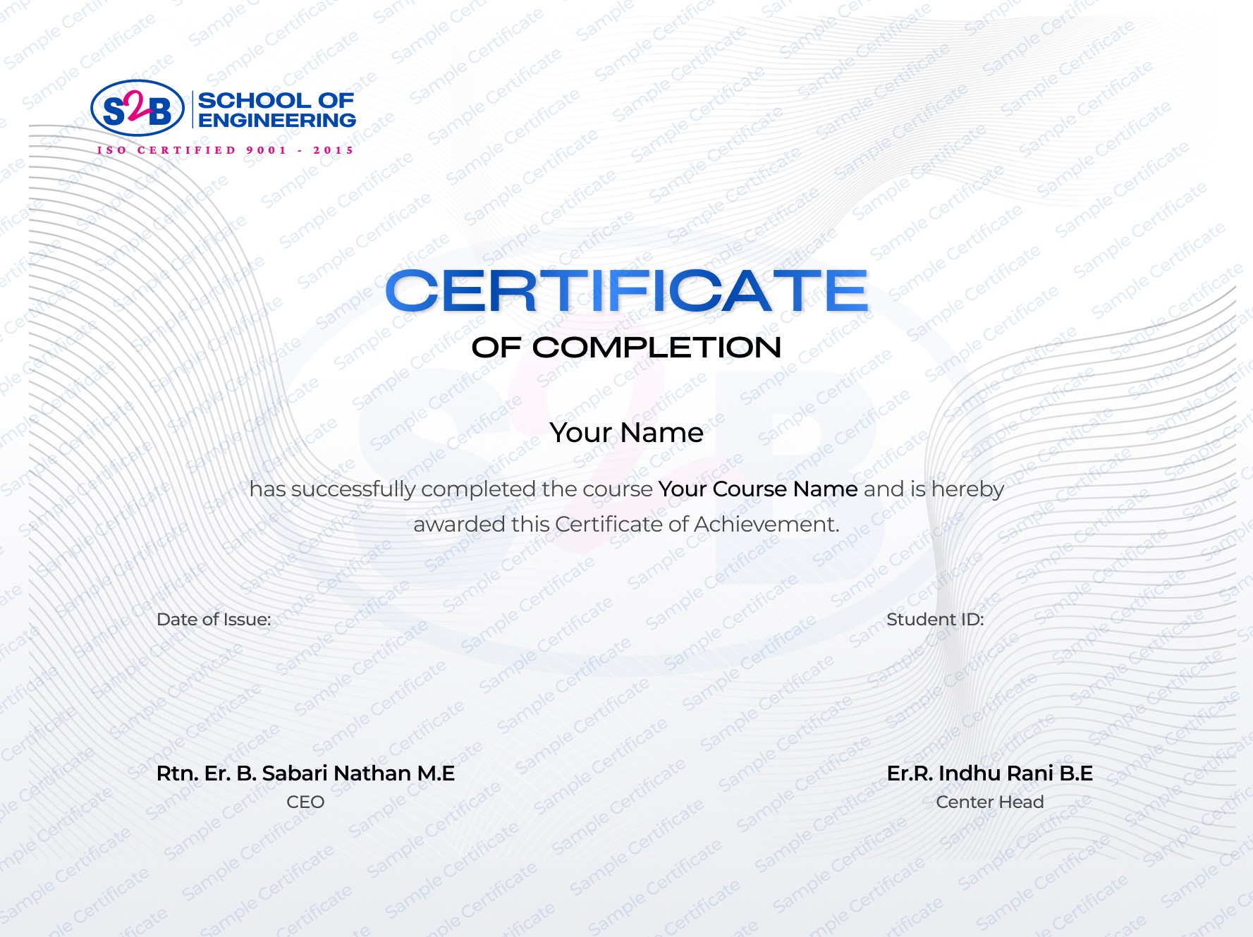 Sample Course Completion Certificate